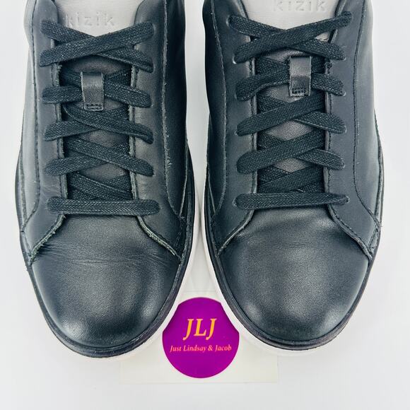 Kizik Men's Vegas Black Leather Slip On Hands Free Sneakers Size 8 Wide (EE) - Picture 4 of 11